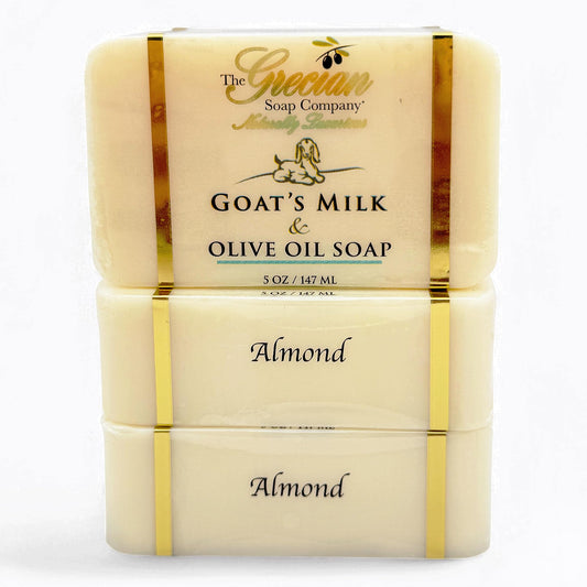 The Grecian Soap Company almond-scented goat milk bar pack boosts daily hydration