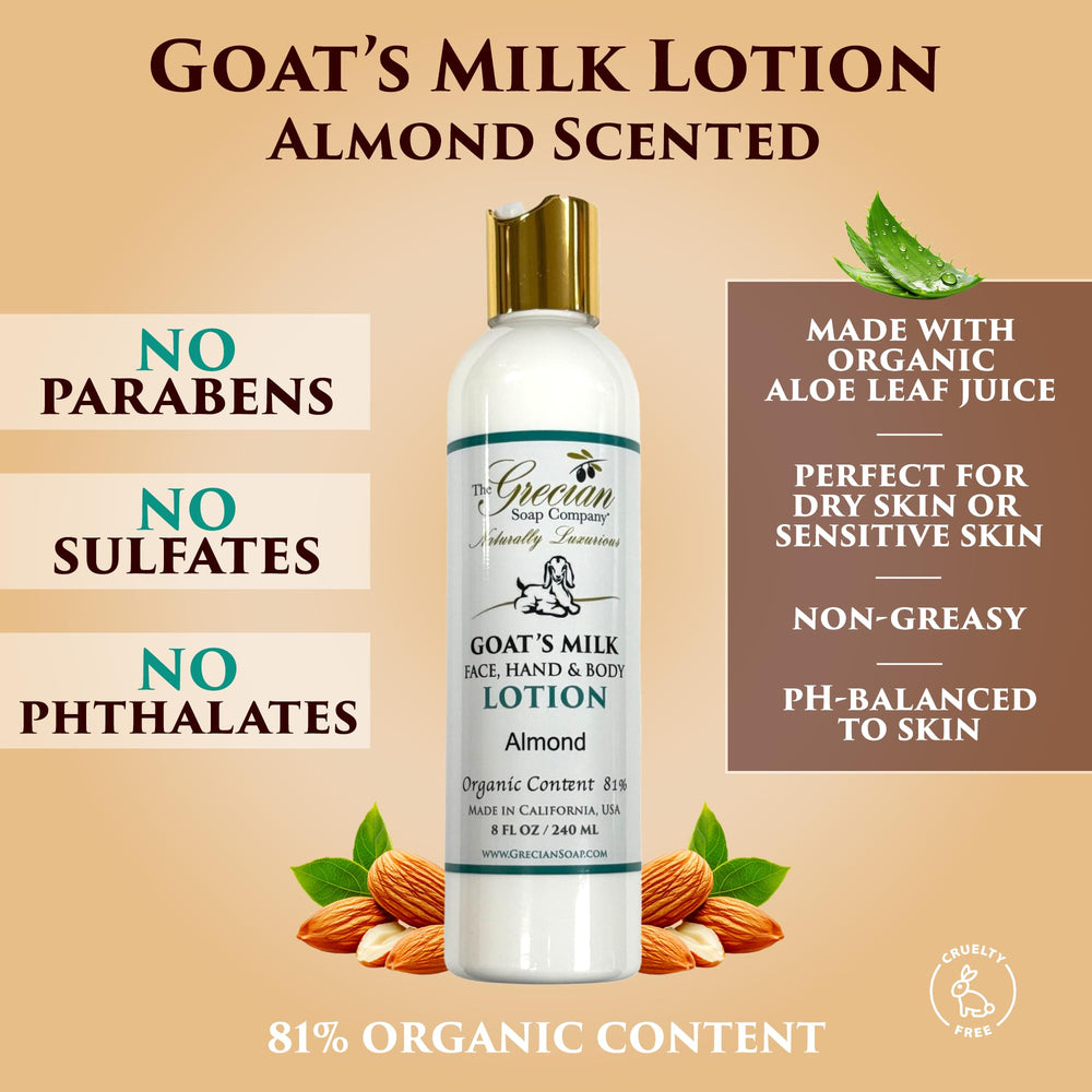 The Grecian Soap Company organic aloe juice formula, hydrating skin.