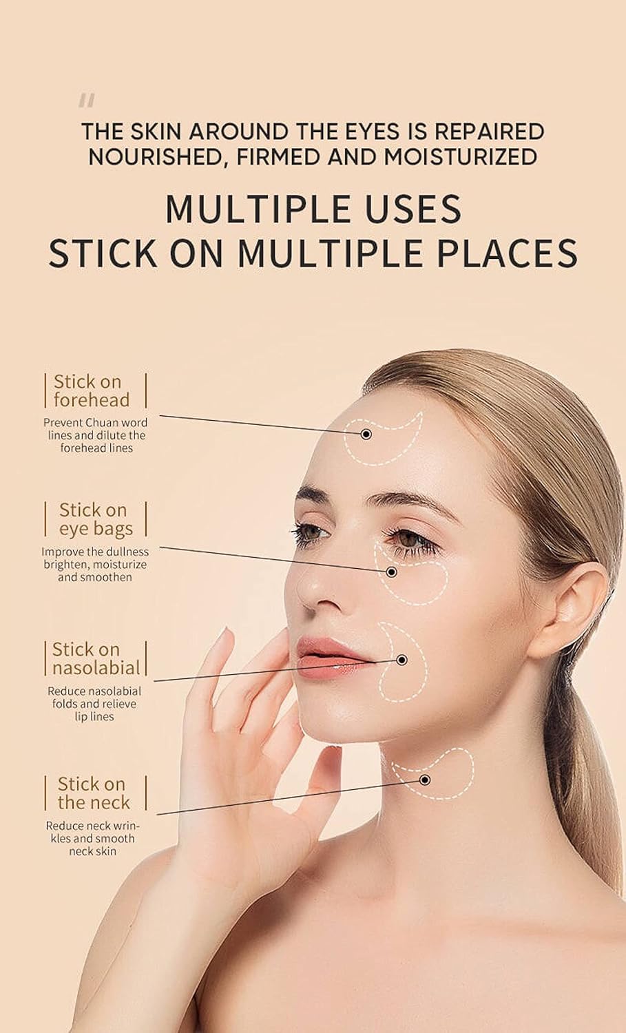 Patch being applied, convenient at-home spa moment