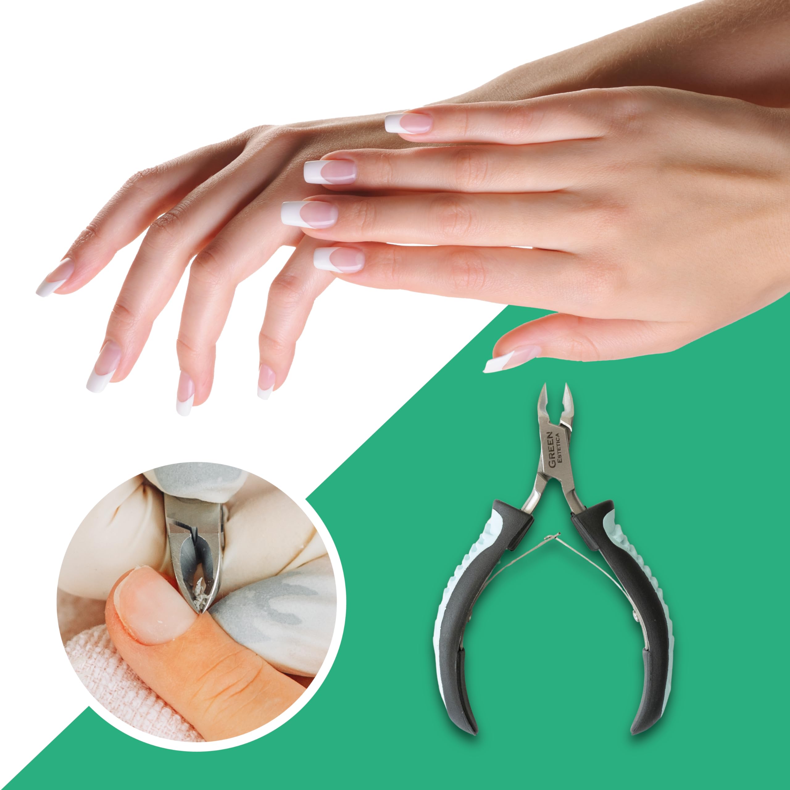 Green Estetica in-use shot for manicure and pedicure routines.