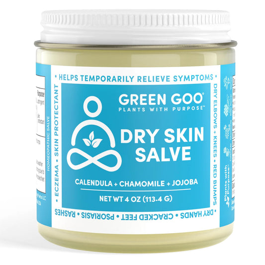 Green Goo Dry Skin Salve bottle shown for everyday hydration