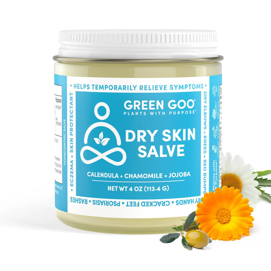 Green Goo Dry Skin Salve jar ready for on-the-go moisture