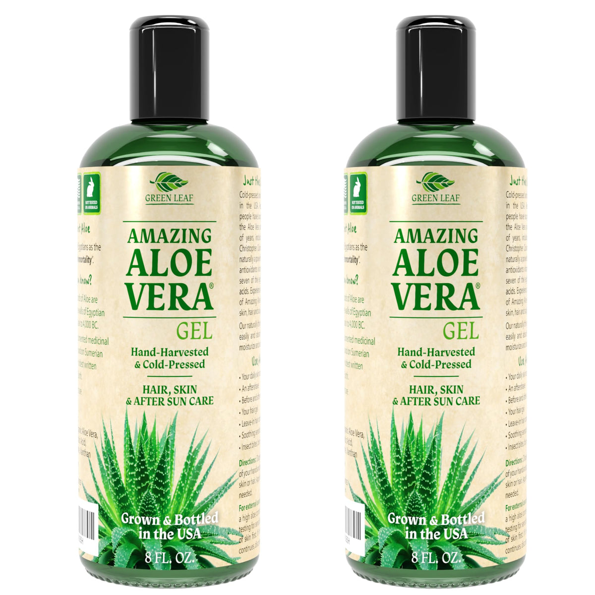 Green Leaf Naturals Amazing Aloe Gel bottle display for cooling skin care