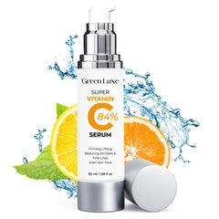 Green Luxe Super Vitamin C Serum bottle pour showing quick absorption and hydration.
