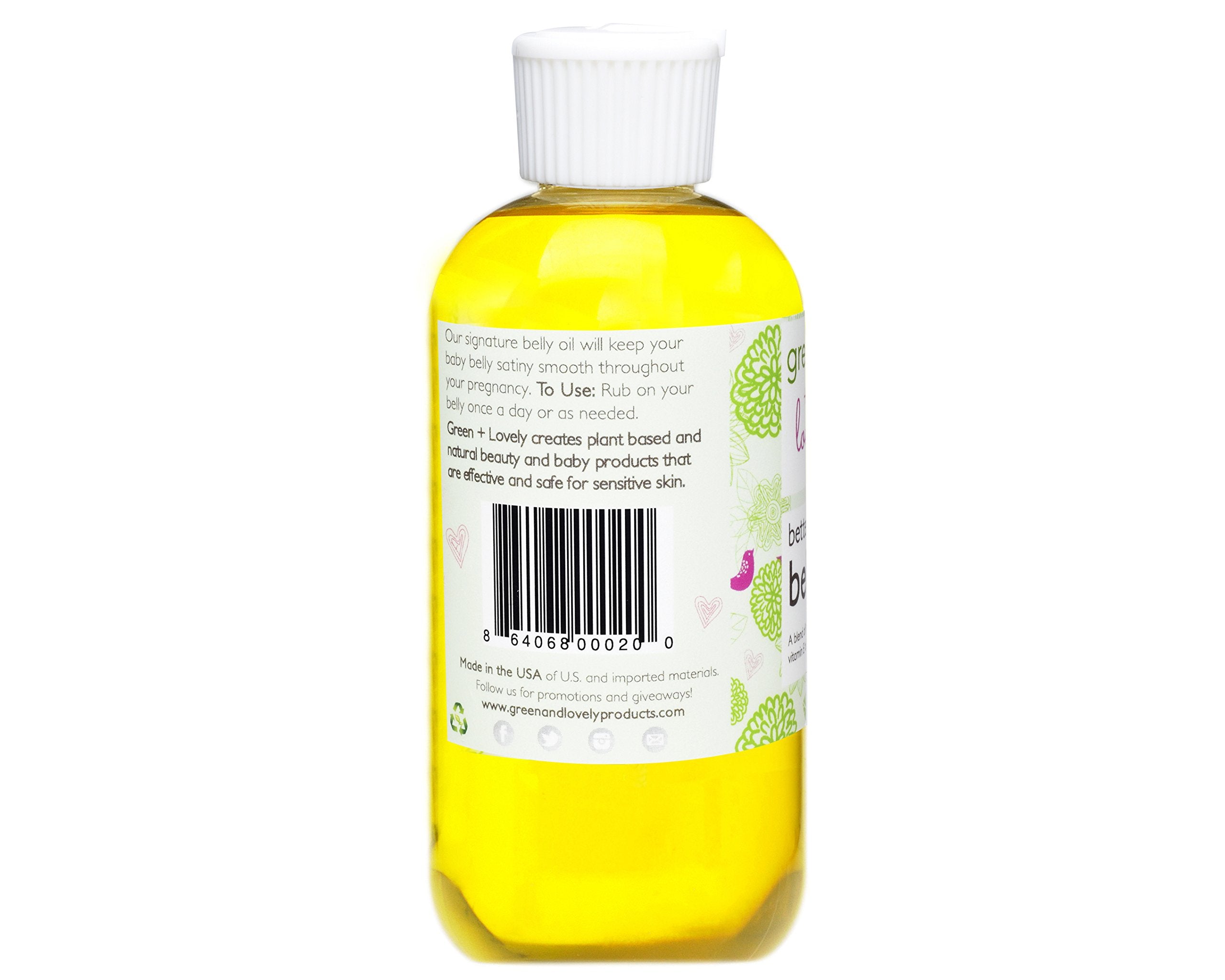 Close-up of Green + Lovely organic oil blend for nourishing skin.