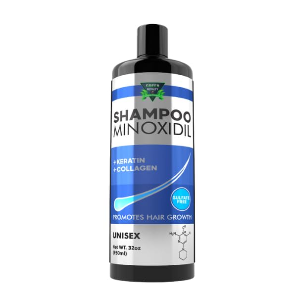 GREEN ROYALTY Minoxidil Shampoo bottle with rich lather supports scalp conditioning