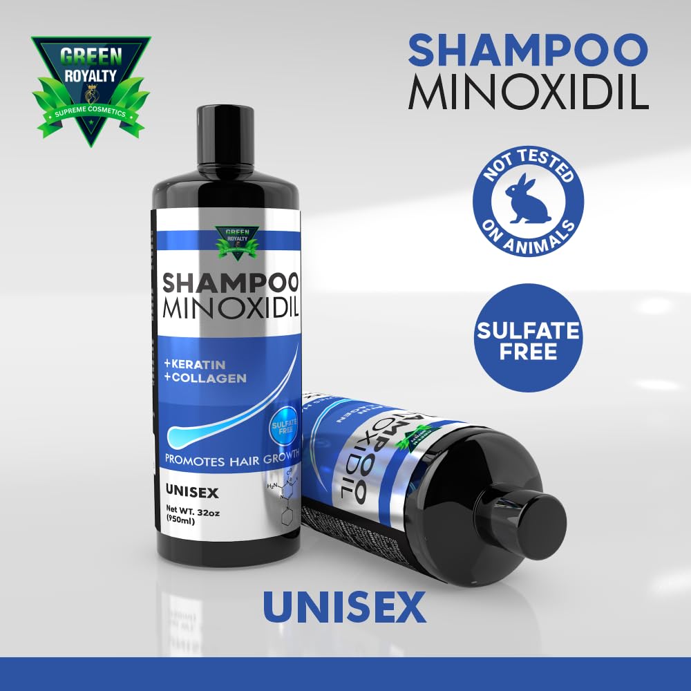 GREEN ROYALTY Minoxidil Shampoo unisex bottle suitable for all hair types
