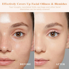 Green Tomato Luvie Glow foundation close-up texture showing dewy finish