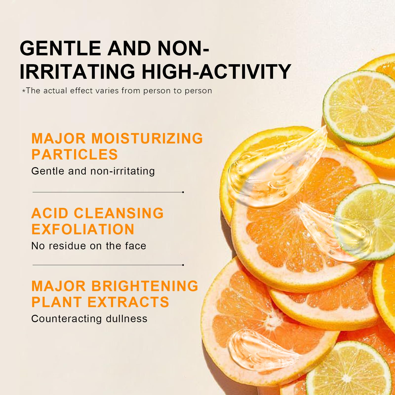 Green Tomato orange exfoliating gel applied to the face for cleansing and moisture.