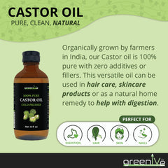 GreenIVe Castor Oil on lashes and brows suggests a natural care routine