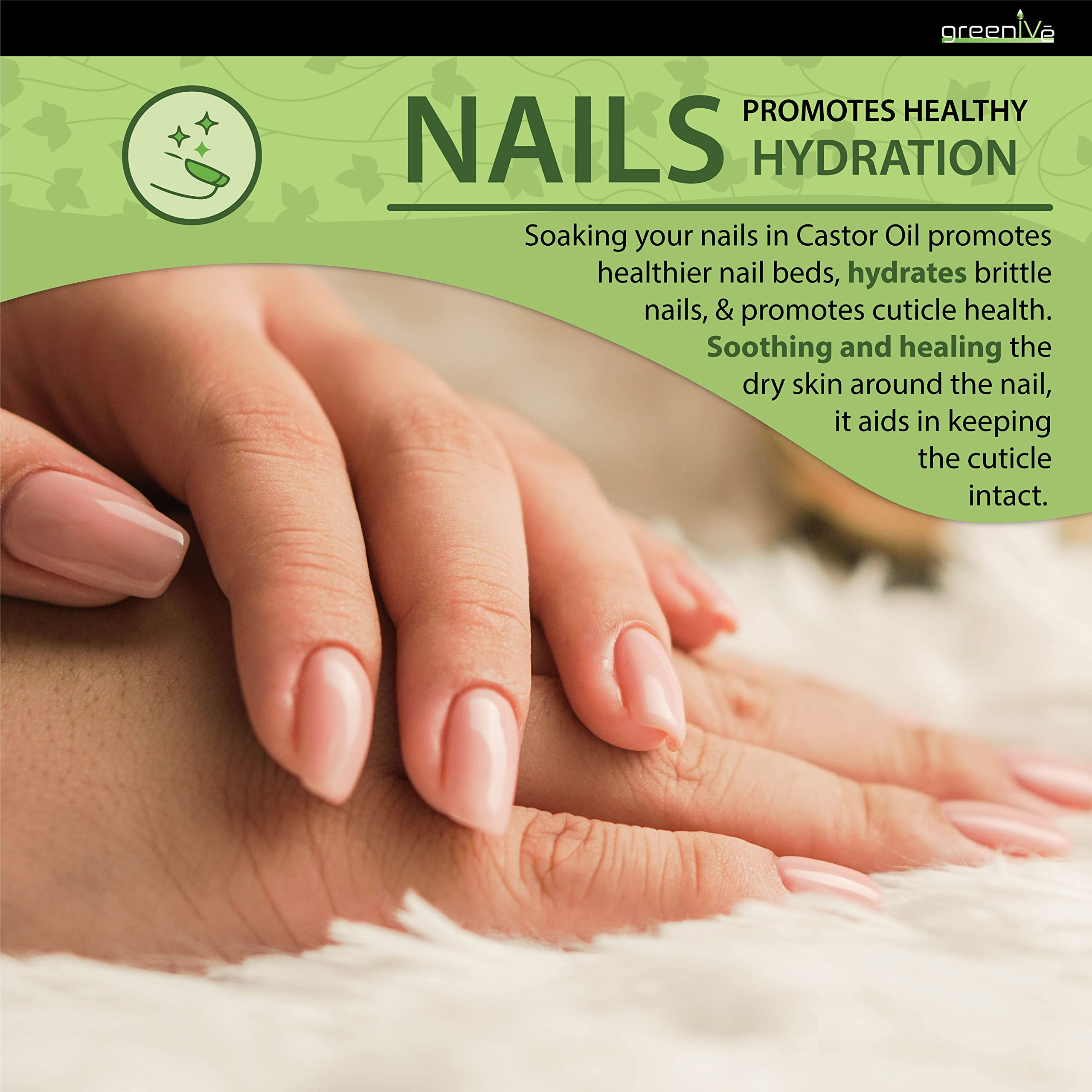 GreenIVe Castor Oil moisturizer for skin and nails highlights everyday hydration
