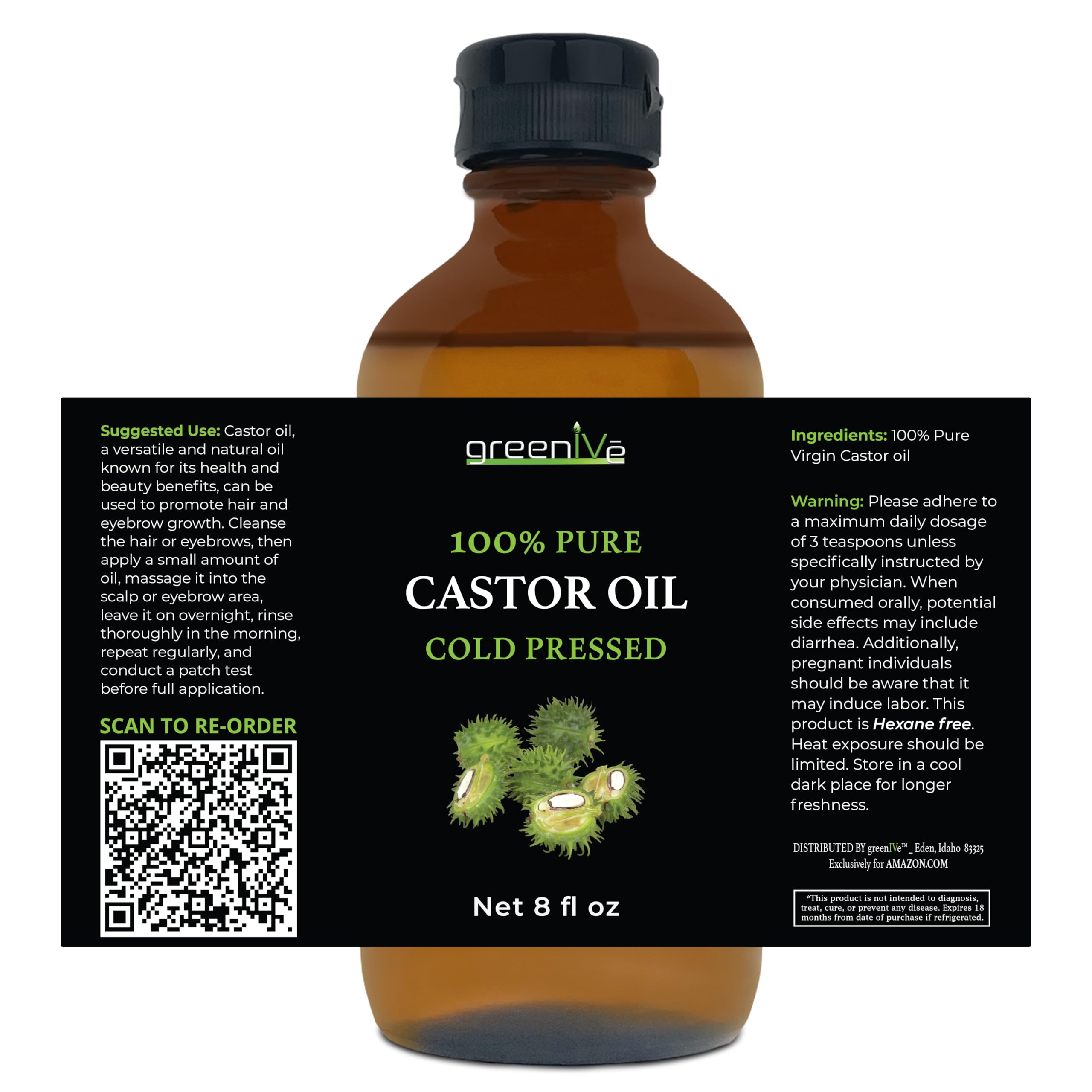 GreenIVe Castor Oil golden viscous texture highlights premium cold-pressed oil