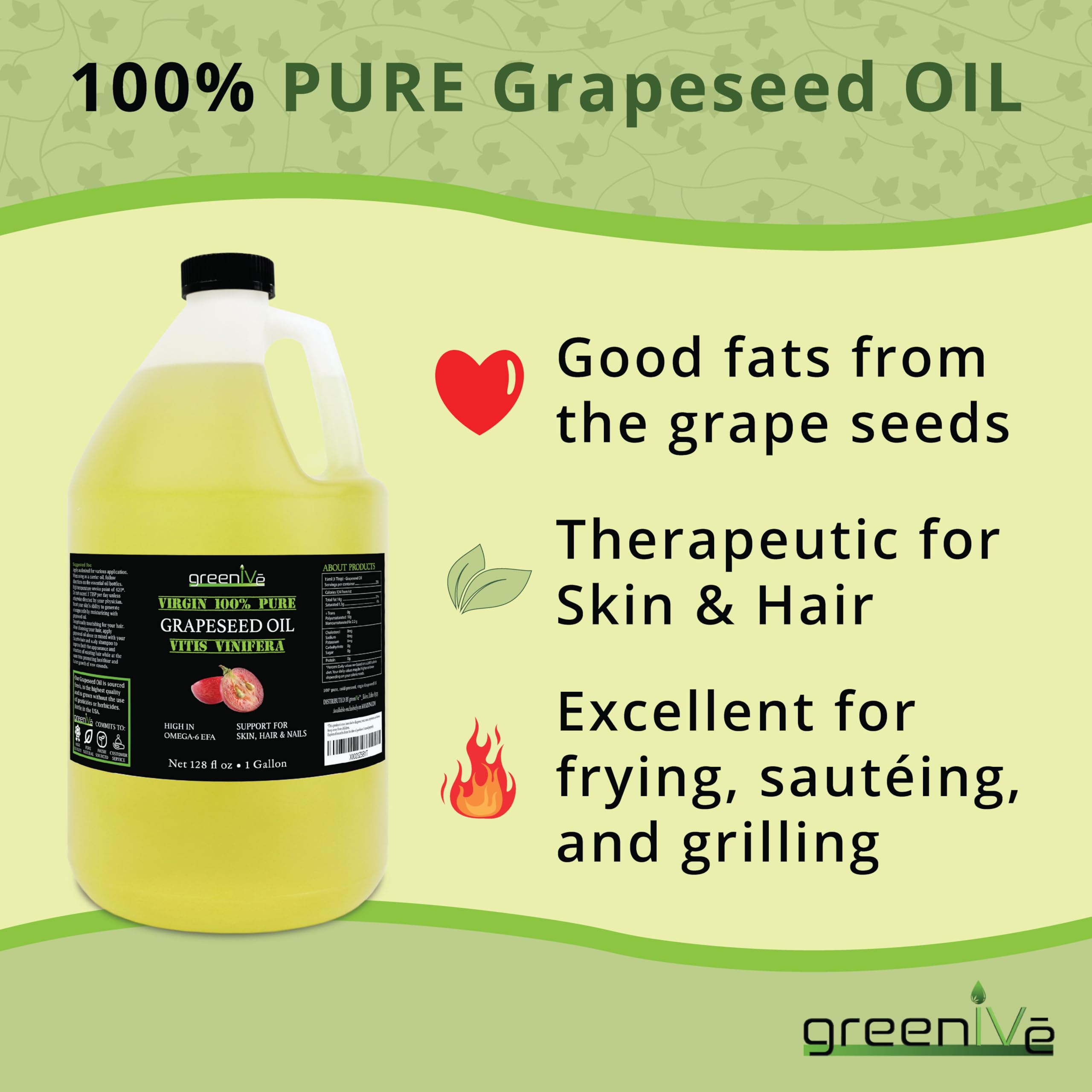 GreenIVe Grapeseed Oil bottle with salad implies versatile finishing oil
