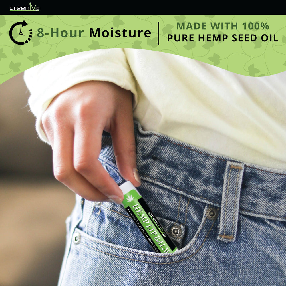 GreenIVe Hemp Lip Balm natural wood background evokes natural ingredients