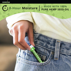 GreenIVe Hemp Lip Balm natural wood background evokes natural ingredients