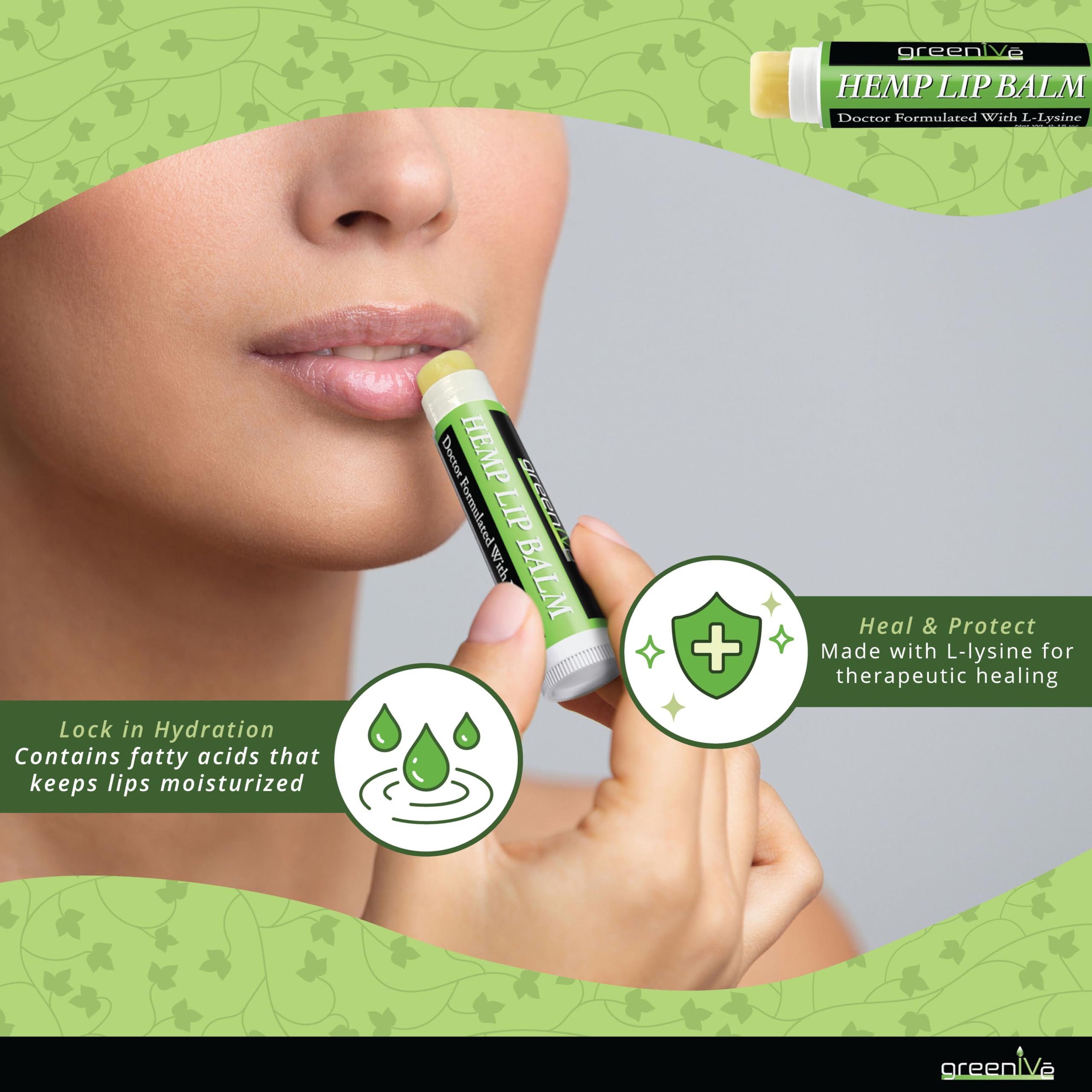 GreenIVe Hemp Lip Balm omega-3-6 ingredients highlight nourishing oils