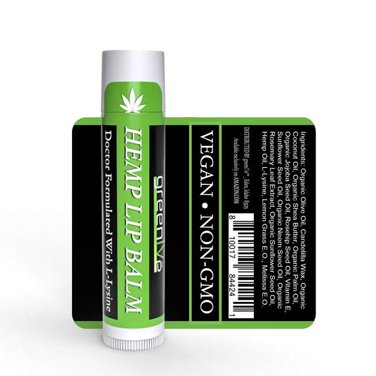 GreenIVe Hemp Lip Balm packaging detail highlighting handcrafted care
