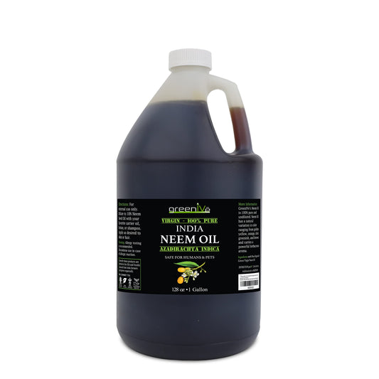 GreenIVe Neem Oil bulk jug on shelf ready for DIY blends.