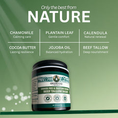 Greenstead Naturals beef tallow face and body; rich, creamy texture.