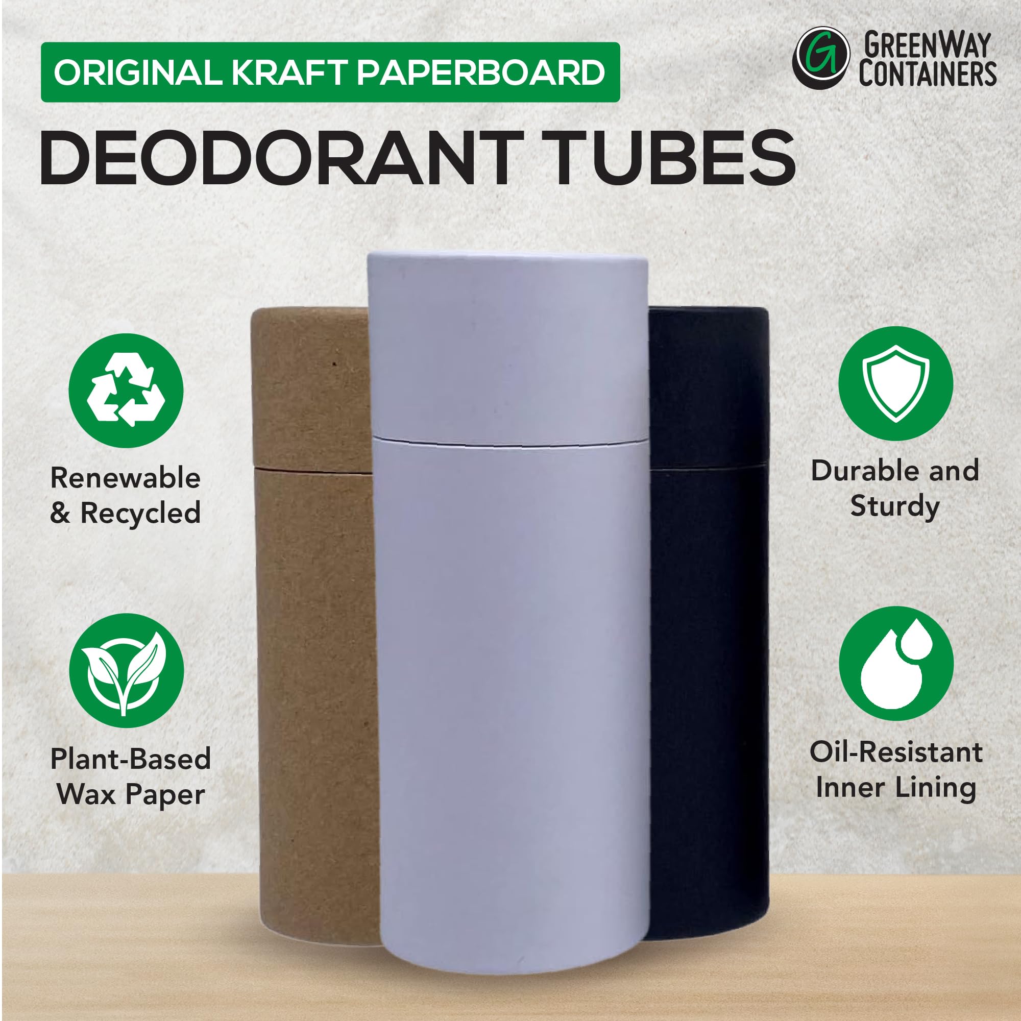 GreenWay wax liner inside, oil-resistant interior protects formulas from leaks