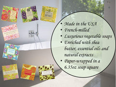Greenwich Bay spa soap with shea and cocoa butters delivering a rich lather and exfoliation.