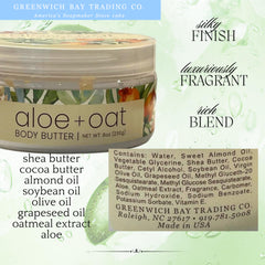 Greenwich Bay Aloe Oat Body Butter jar closeup shows rich texture and nourishment