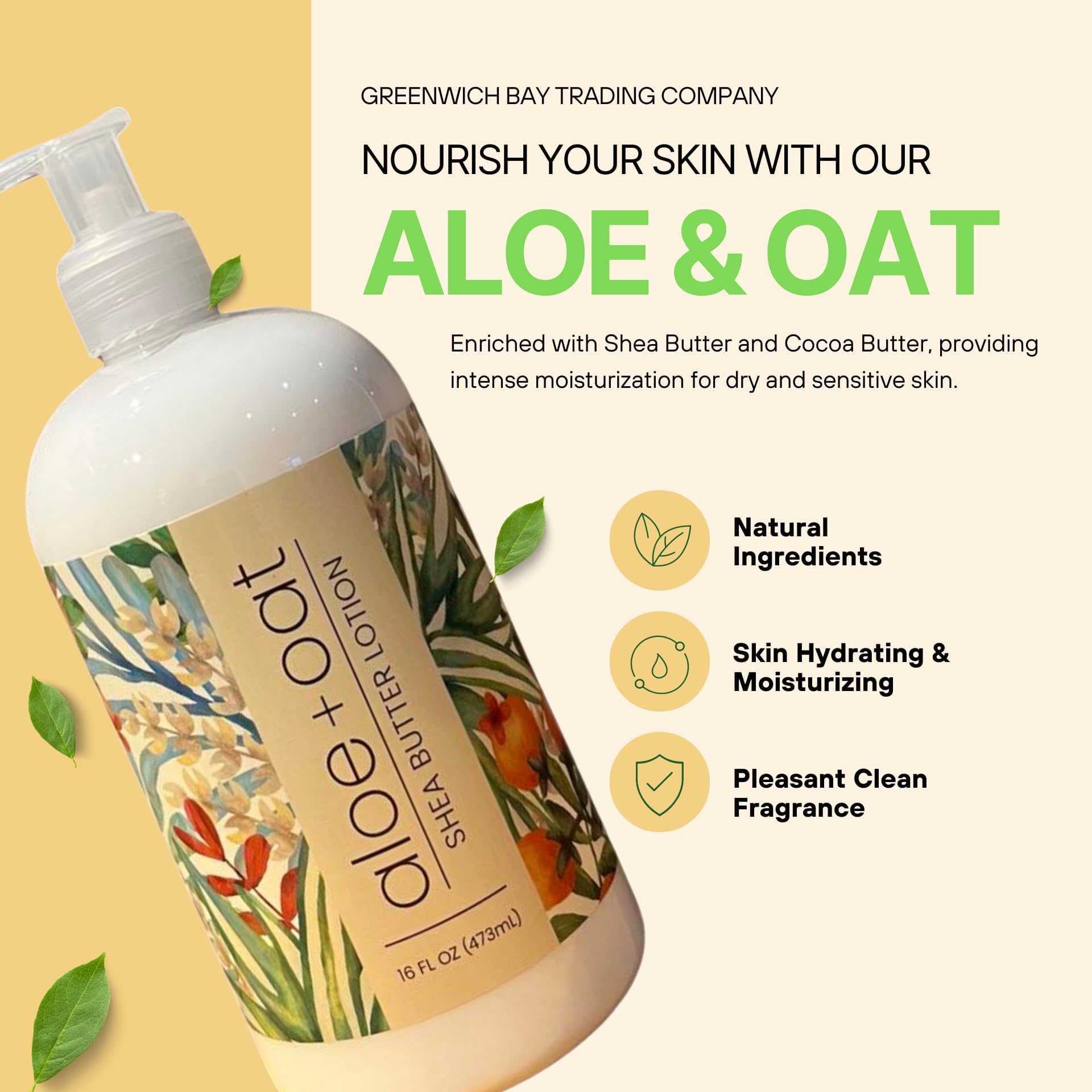 Creamy texture of Greenwich Bay Aloe + Oat Hand Lotion showing rich hydration