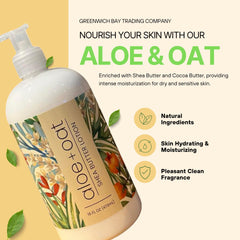 Creamy texture of Greenwich Bay Aloe + Oat Hand Lotion showing rich hydration