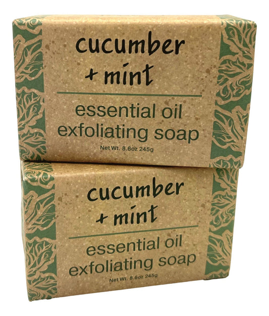Greenwich Bay Trading Co cucumber mint exfoliating bath bars set of two for refreshing skin care.