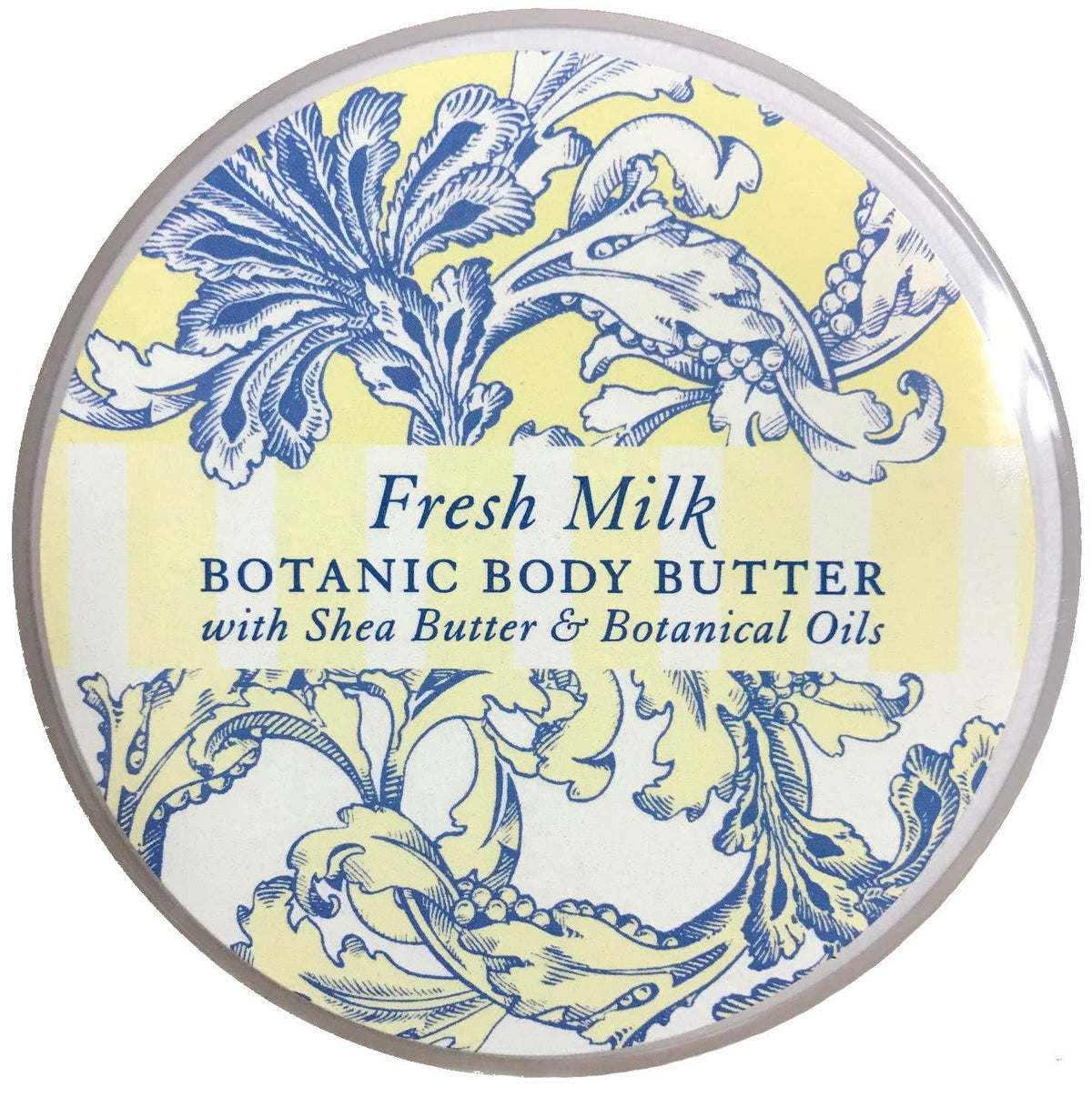Greenwich Bay Fresh Milk Body Butter jar close-up showing rich hydration