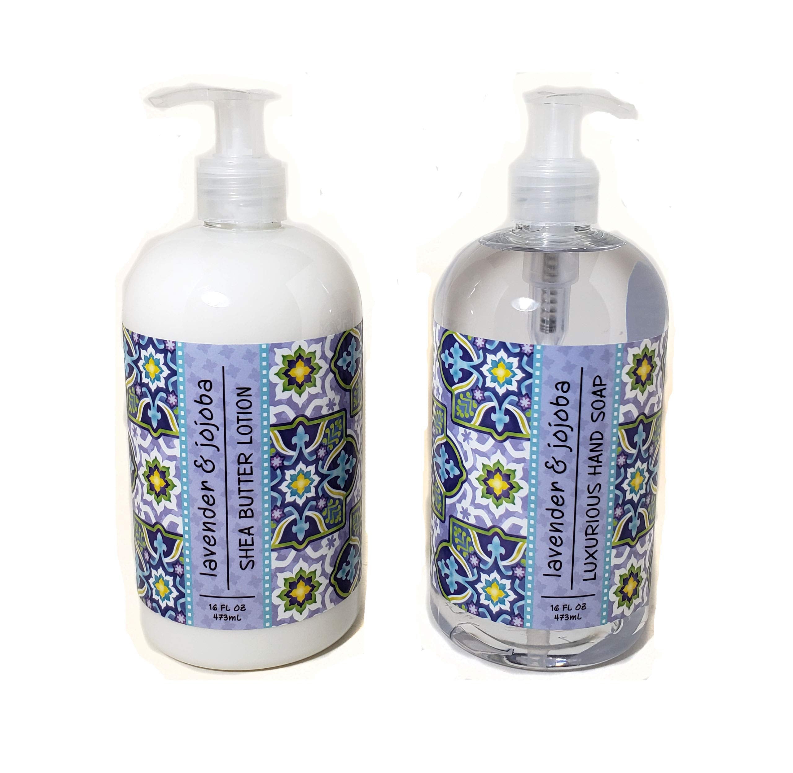 Greenwich Bay Lavender and Jojoba hand soap in a pump bottle with a calming garden scent.