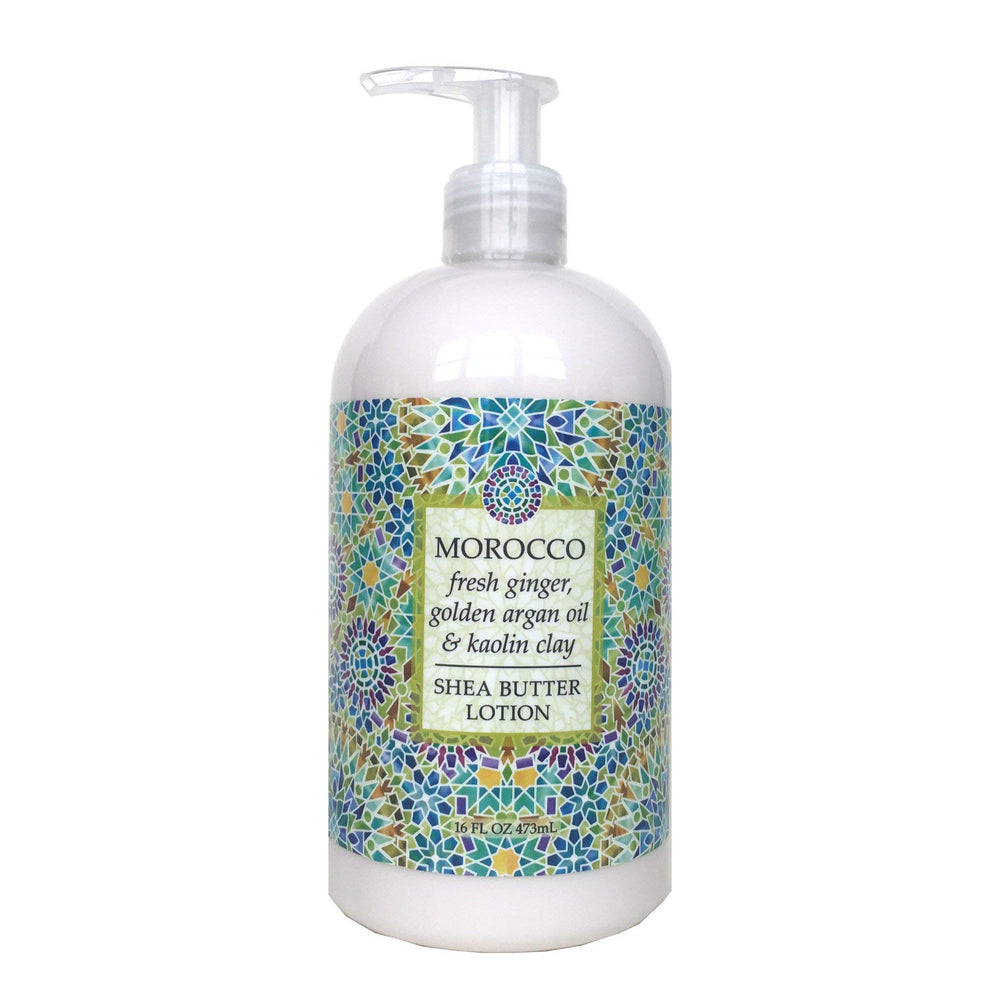 Greenwich Bay Ginger Morocco lotion bottle delivers rich hydration and Morocco-inspired scent for daily pampering.