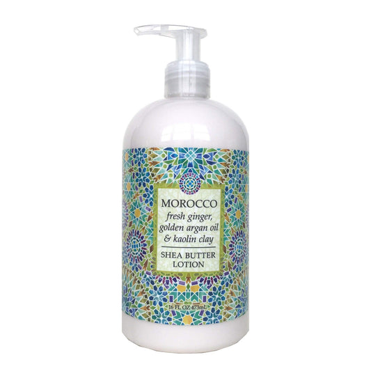 Greenwich Bay Ginger Morocco lotion bottle delivers rich hydration and Morocco-inspired scent for daily pampering.