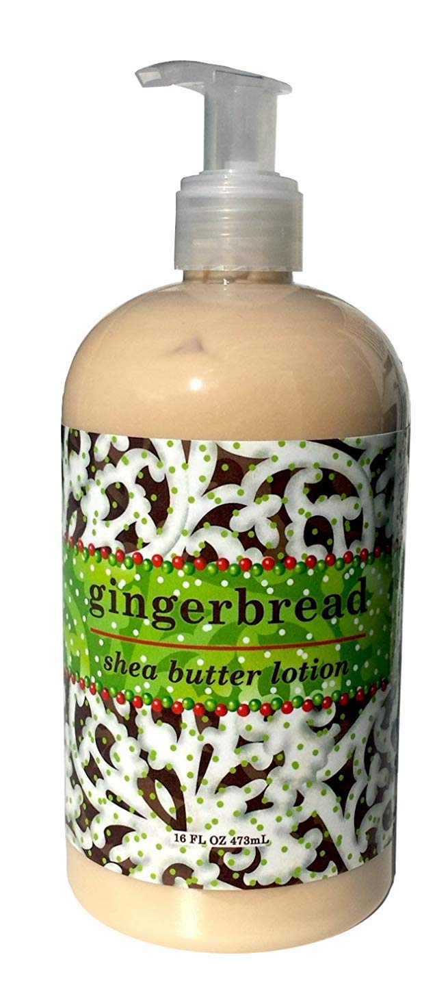 Greenwich Bay Gingerbread lotion bottle delivering luxurious hydration with a festive aroma.
