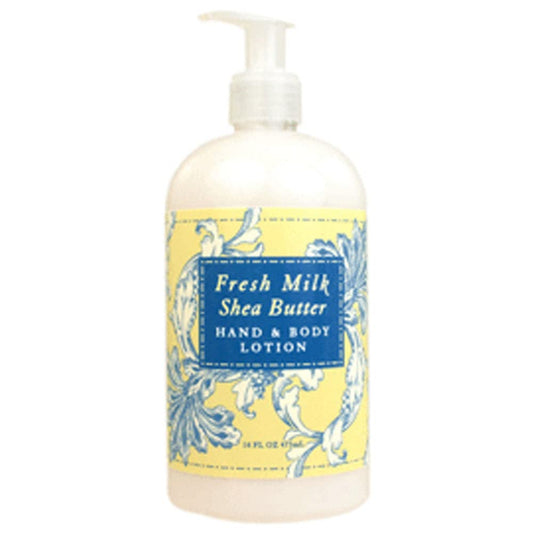 Greenwich Bay Hand & Body Lotion bottle close-up showing rich shea butter formula for daily care