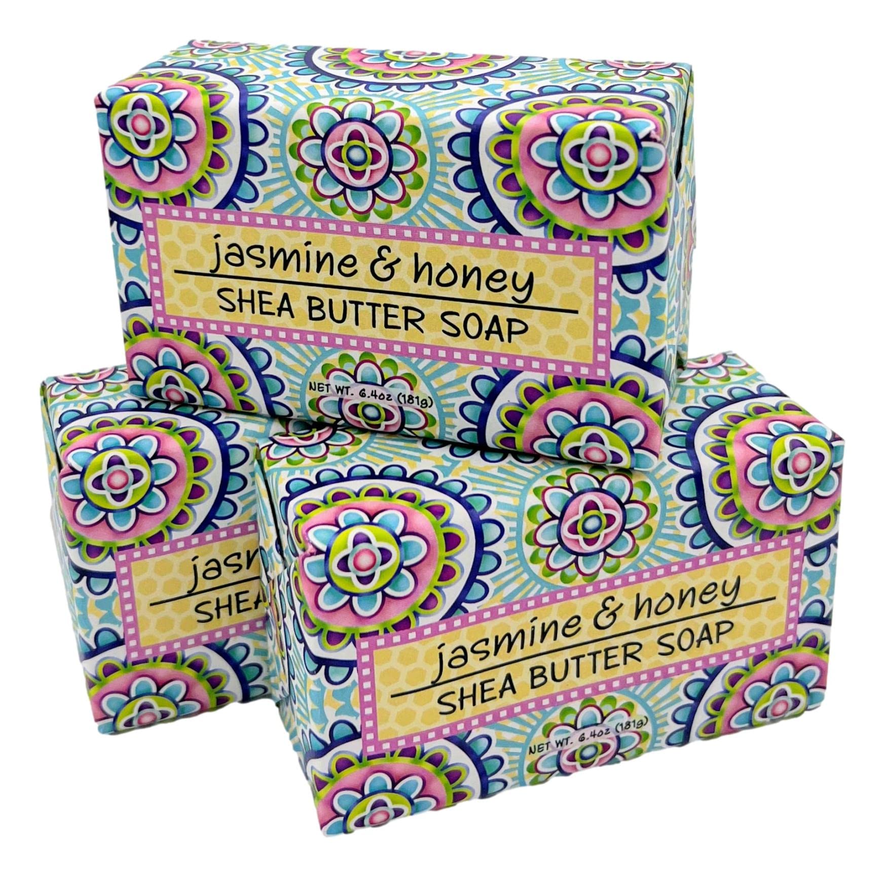 Greenwich Bay Jasmine and Honey soap block with gentle exfoliation and lush fragrance.