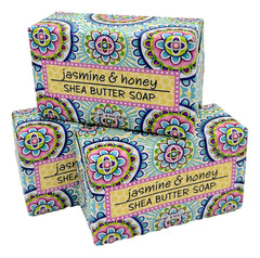 Greenwich Bay Jasmine and Honey soap block with gentle exfoliation and lush fragrance.