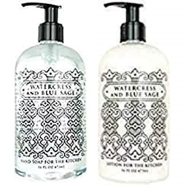 Greenwich Bay Kitchen Collection Watercress & Blue Sage pump bottle for kitchen hand care and fresh scent
