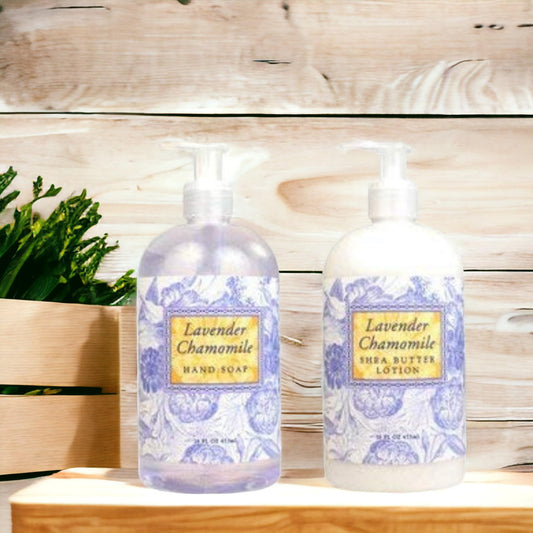 Greenwich Bay Lavender Chamomile hand lotion in a 16 oz pump for nourished skin