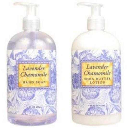 Greenwich Bay Lavender Chamomile hand soap in a 16 oz pump for moisturizing cleansing