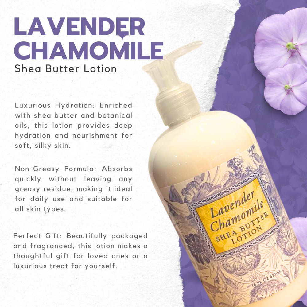 Greenwich Bay Lavender Chamomile Lotion close-up showing creamy texture and spa-like feel.