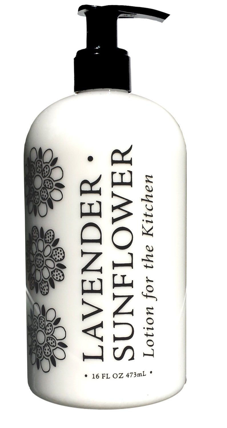 Greenwich Bay Lavender Sunflower Kitchen Lotion bottle—hydration after frequent handwashing