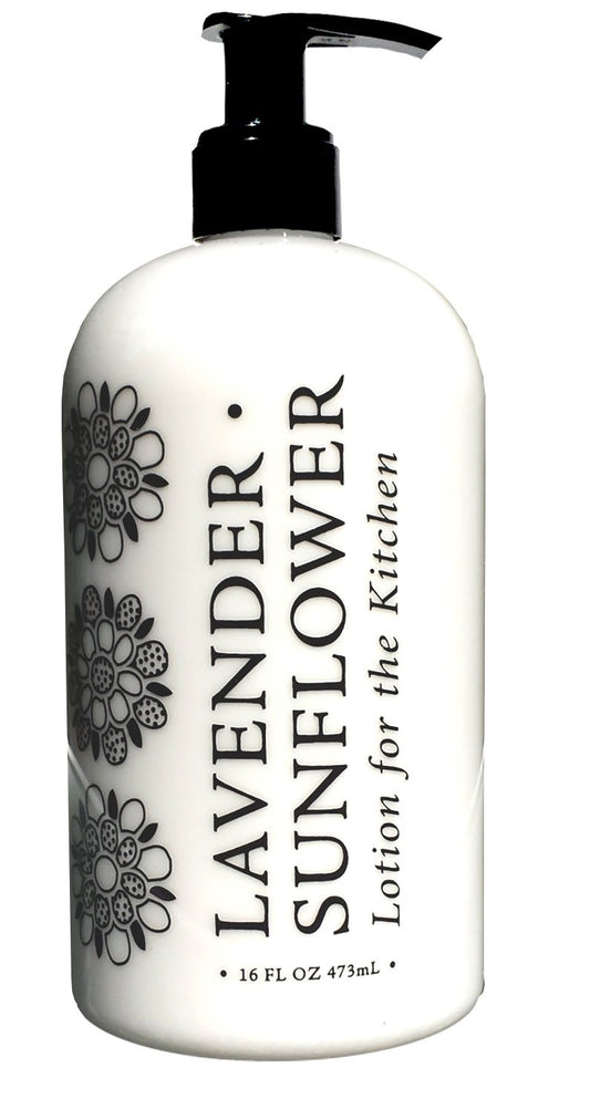 Greenwich Bay Lavender Sunflower Kitchen Lotion bottle—hydration after frequent handwashing
