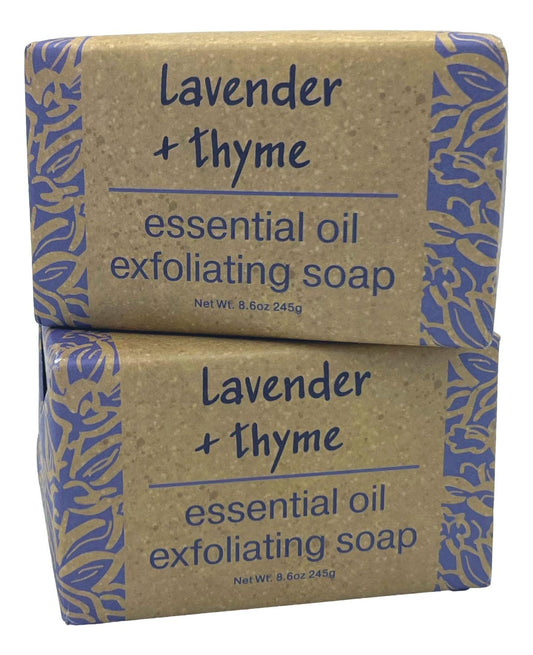 Greenwich Bay Lavender and Thyme exfoliating bath bar 2-pack for smooth skin.