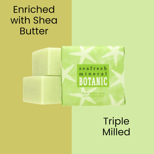 Greenwich Bay mini botanical soap wrapped for hygiene and elegant guest bathroom presentation