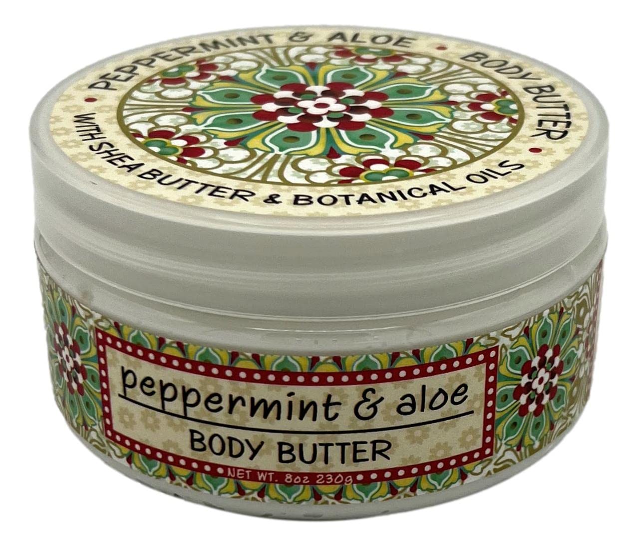 Greenwich Bay Peppermint & Aloe Body Butter 8oz jar offers rich moisture for daily use