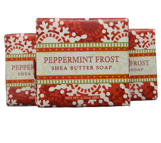 Greenwich Bay Peppermint Frost three-bar wrap with moisturizing shea butter, perfect for gifting.