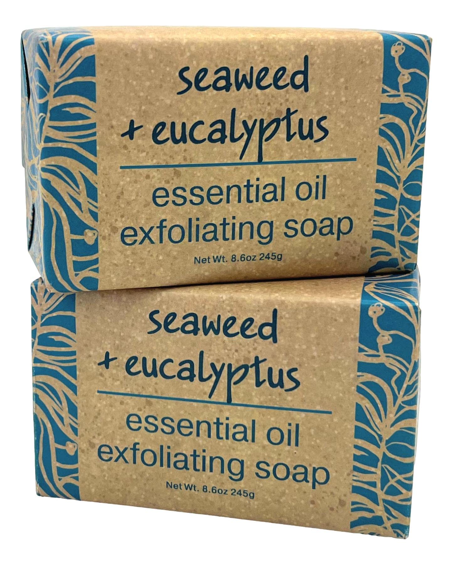 Greenwich Bay Seaweed Eucalyptus exfoliating bath bar cleanses gently with seaweed.