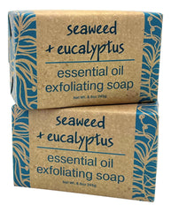 Greenwich Bay Seaweed Eucalyptus exfoliating bath bar cleanses gently with seaweed.