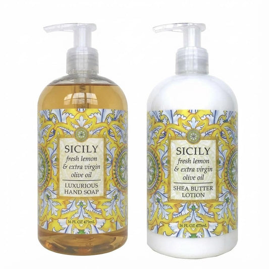 Greenwich Bay Sicily Soap bottle pour for a refreshing citrus wash